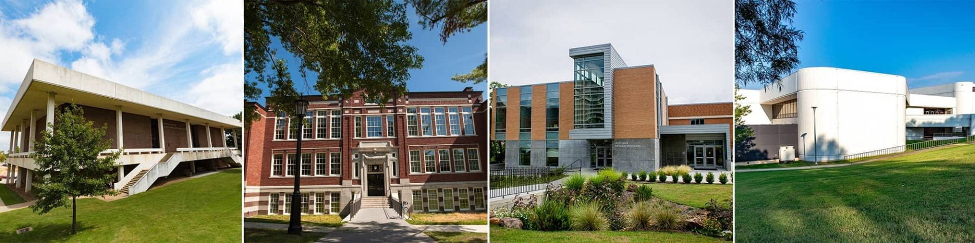 Graduate Education building (from left), Peabody Hall, Epley Center for Health Professions, and Health, Physical Education and Recreation (HPER) Building